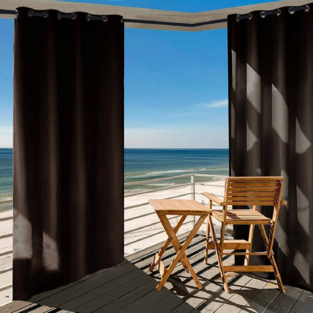 Vandtæt brunt udendørs gardin med øjer