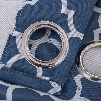 Blåt gardin med marokkansk mønster