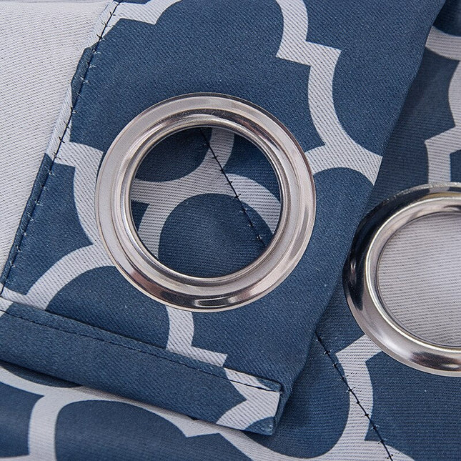 Blåt gardin med marokkansk mønster