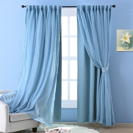 Dobbeltlags gardin med voile til soveværelse