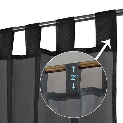 Mørkegråt transparent gardin med stropper