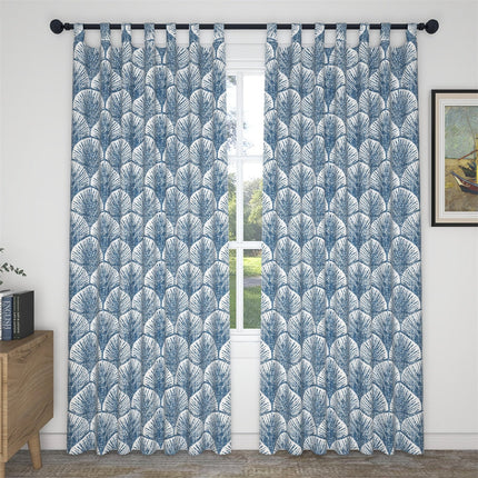 Gardin med blåt art deco mønster