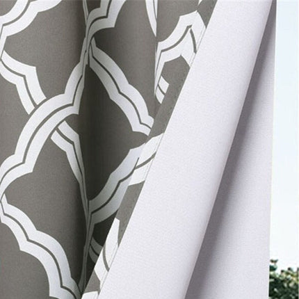 Gråt udendørs gardin med marokkansk mønster