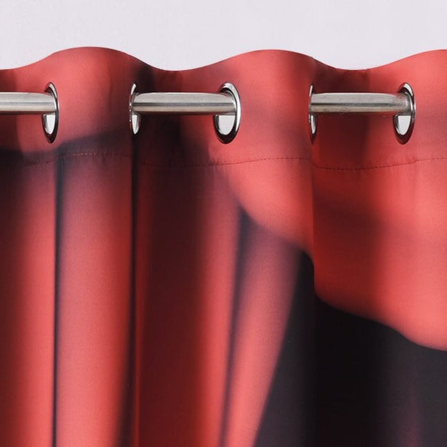 Rødt teatergardin i velour look