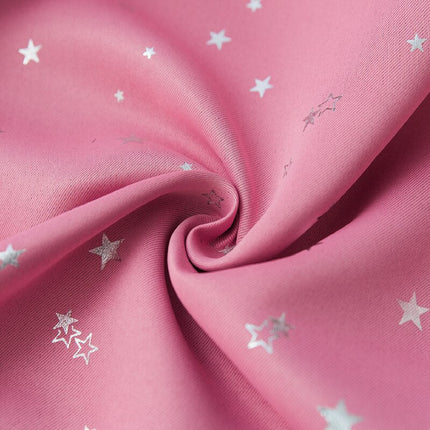 Lyserødt mørklægningsgardin med sølv stjerner