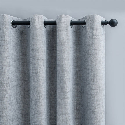 Gråt gardin med hørlook struktur