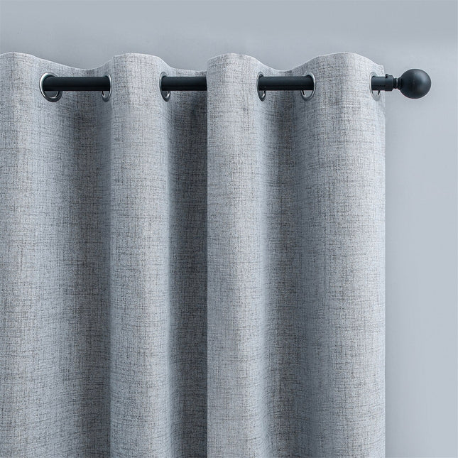 Gråt gardin med hørlook struktur