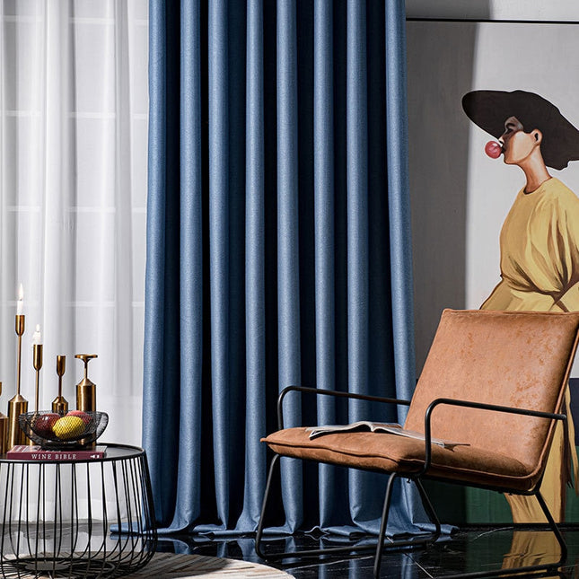 Kraftigt gardin i hørlook-stof