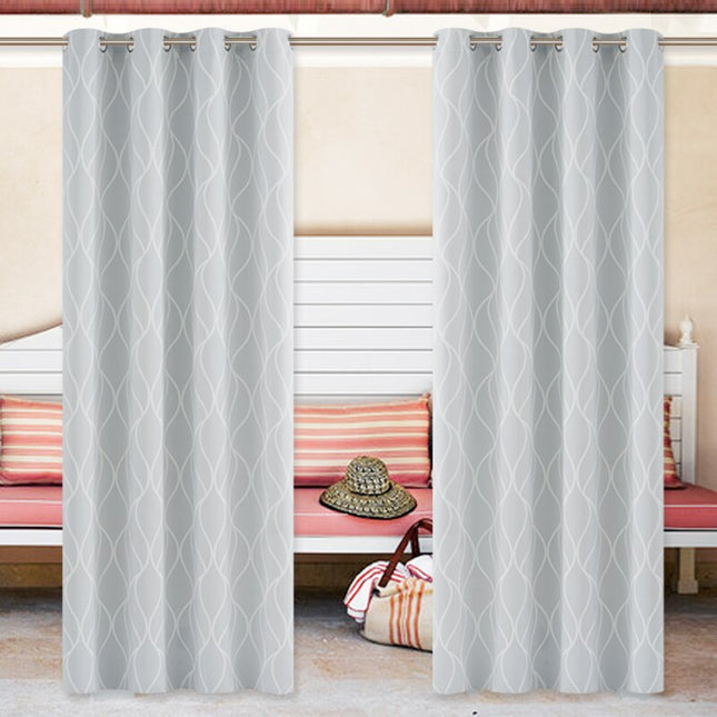 Lyst udendørs gardin med bølgemønster