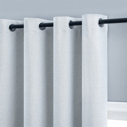 Hvidt mørklægningsgardin i hørlook med ringe