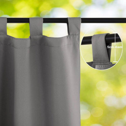 Vandtæt gråt udendørsgardin med ringe