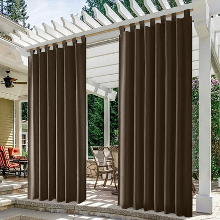 Brunt udendørs gardin med velcrostropper