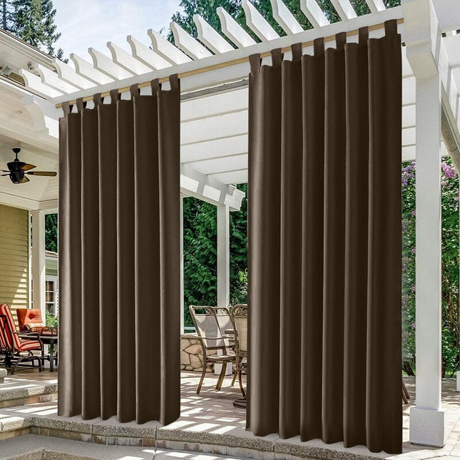 Brunt udendørs gardin med velcrostropper