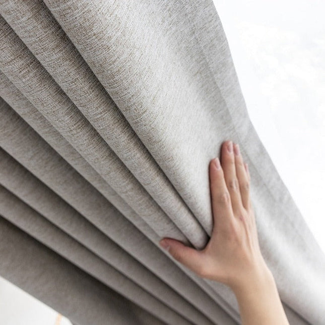 Beige mørklægningsgardin i flot hørlook