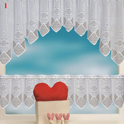 Køkkengardin i blonder med buekant