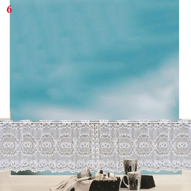 Køkkengardin i blonder med buekant