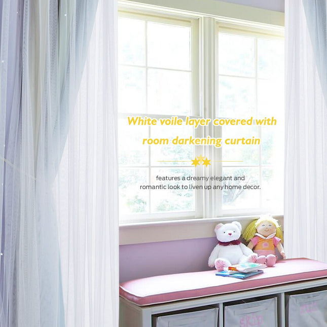 Dobbelt mørklægningsgardin med stjerneprint