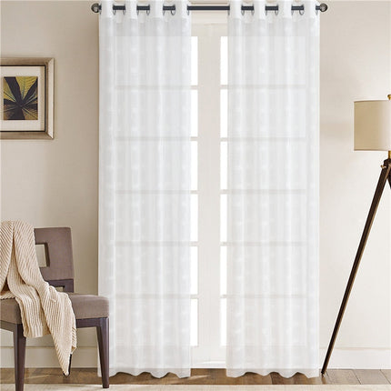 Hvidt let gardin med ternet mønster
