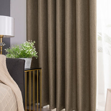 Brunt mørklægningsgardin med hørlook