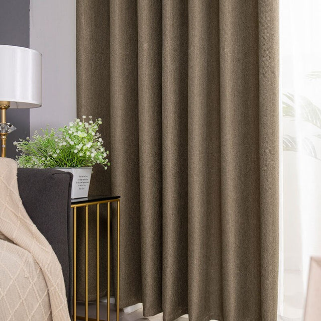 Brunt mørklægningsgardin med hørlook