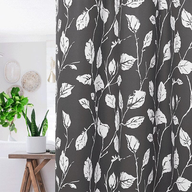 Udendørs gardin med hvidt bladmotiv