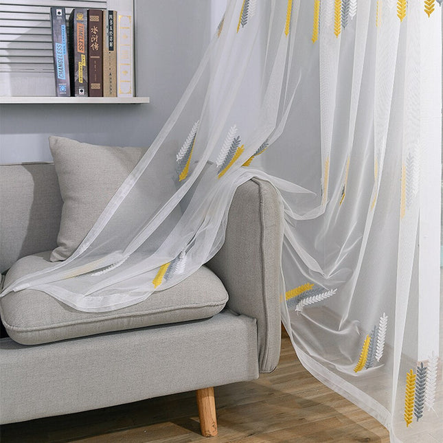 Moderne broderet gennemsigtigt gardin