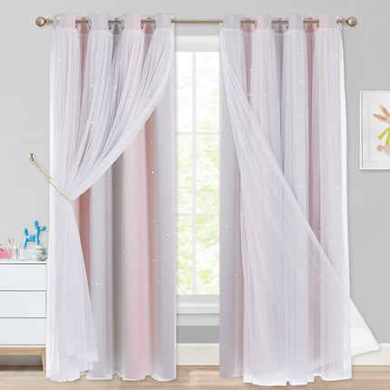 Dobbelt mørklægningsgardin med stjerneprint