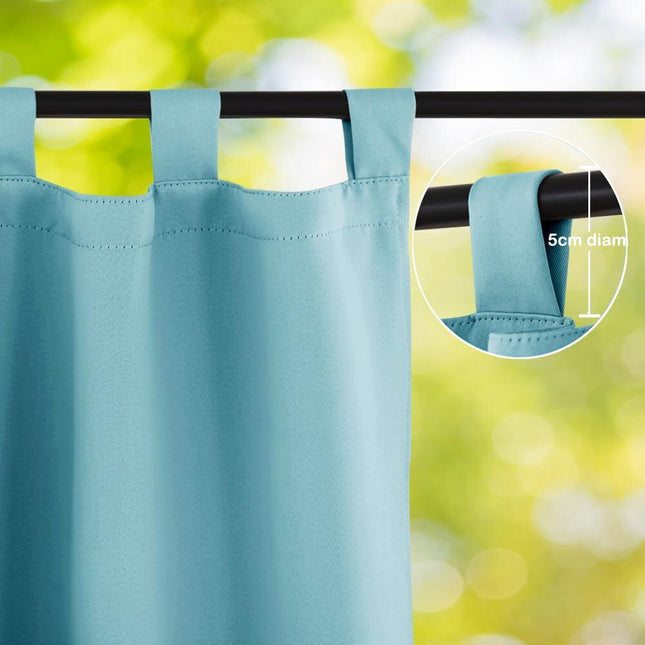 Lyseblåt udendørs gardin med stropper