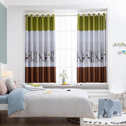 Børnegardin med skovdyr og træer