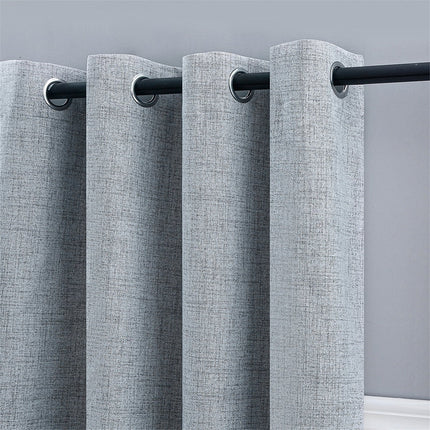 Gråt gardin med hørlook struktur