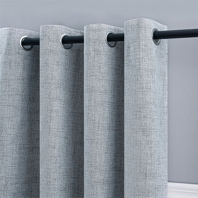 Gråt gardin med hørlook struktur