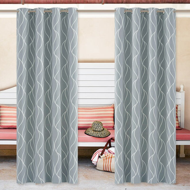 Lyst udendørs gardin med bølgemønster