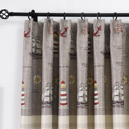 Gardin med maritimt mønster til børneværelse