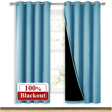 Turkisblåt termisk mørklægningsgardin til soveværelse