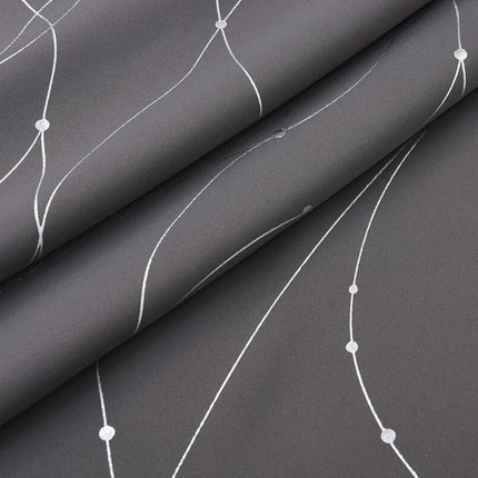 Gråt mørklægningsgardin med sølvtråde