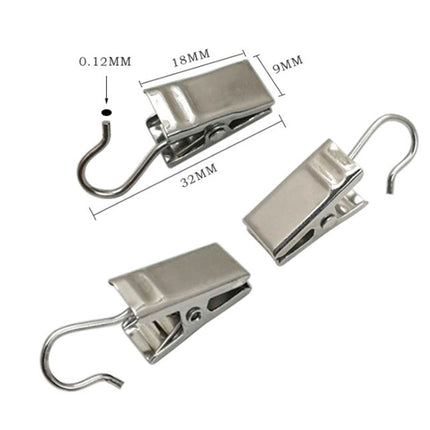 Gardinklemmer med kroge i metal