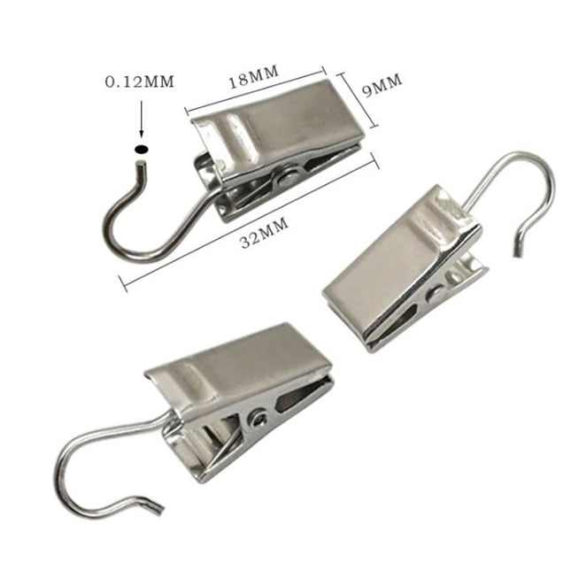 Gardinklemmer med kroge i metal