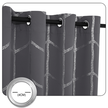 Mørklægningsgardin med geometrisk sølvtryk