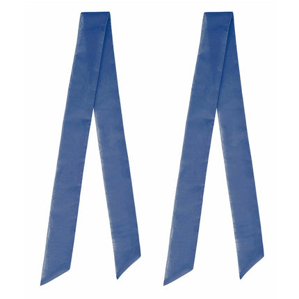 Hvidt gardin med blå overkant