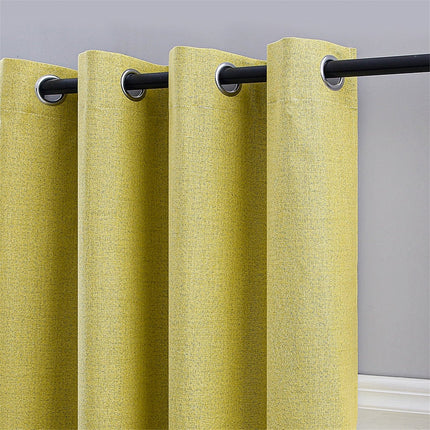 Sennepsgult mørklægningsgardin med hørstruktur