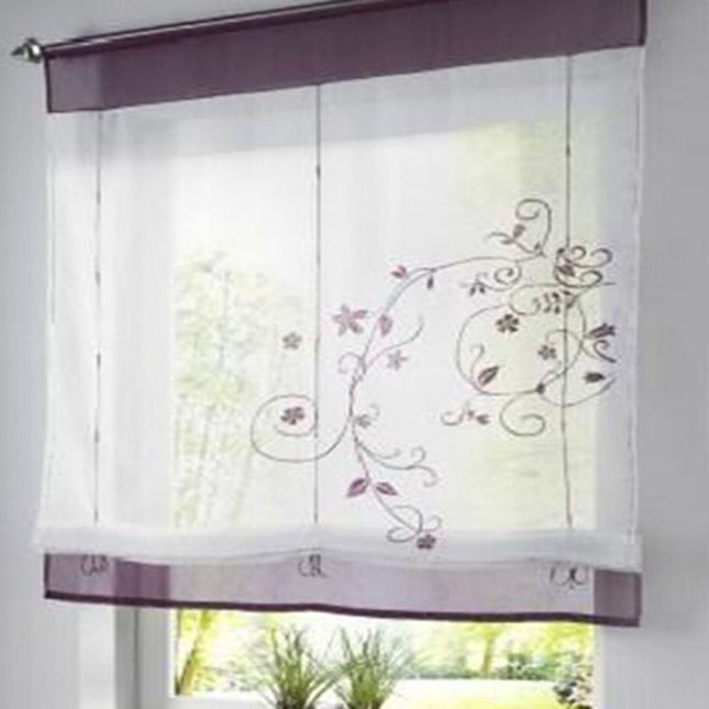 Foldegardin med elegant blomsterbroderi