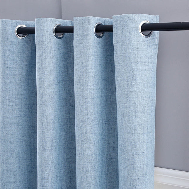 Røgblåt mørklægningsgardin i hørlook
