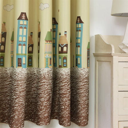 Gardin til børneværelse med by motiv