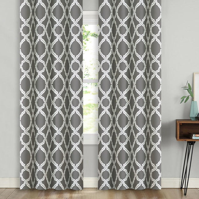 Mørklægningsgardin med hvidt marokkansk mønster