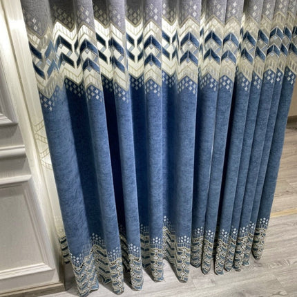 Velour gardin med grafisk mønster