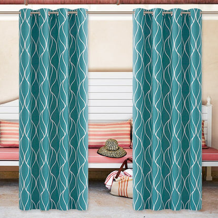 Lyst udendørs gardin med bølgemønster