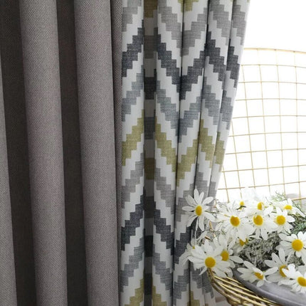 Moderne mørklægningsgardin med chevron mønster