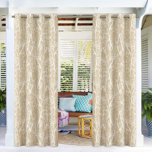 Udendørs gardin med abstrakt træmønster