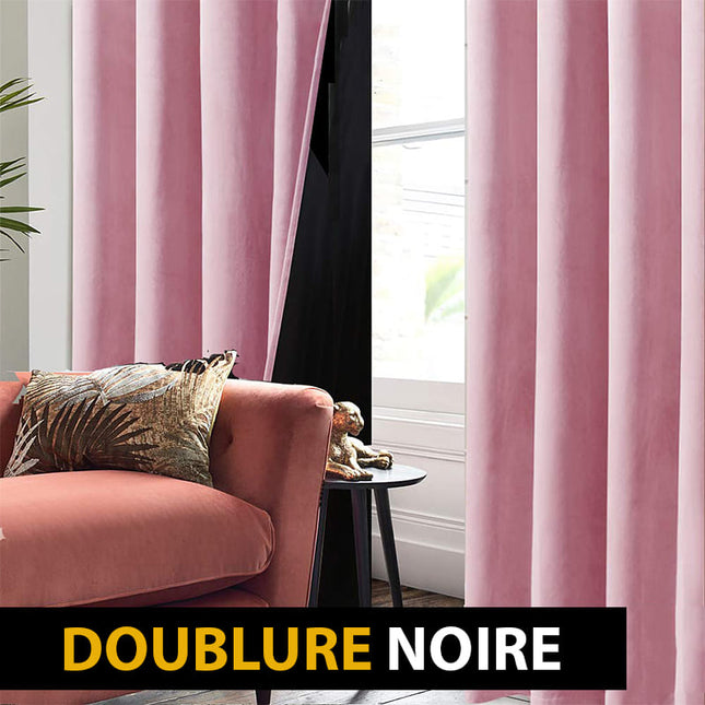 Lyserødt mørklægningsgardin i blødt velour