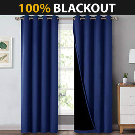 Marineblåt lydisolerende og termisk mørklægningsgardin